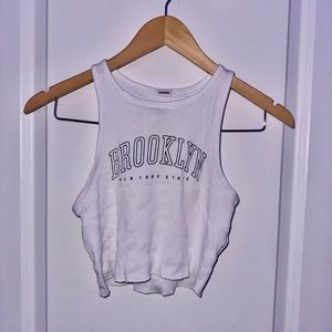 GARAGE: cropped tank with Brooklyn writing